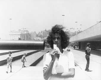 Cildo Meireles in front of the Monument to the Unknown Soldier Rio de Janeiro 1974