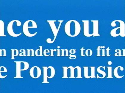 White text on an blue background