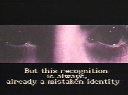 Tony Cokes FADE TO BLACK 1990, video still. Courtesy the artist, Greene Naftali, New York, Hannah Hoffman, Los Angeles and Electronic Arts Intermix, New York​