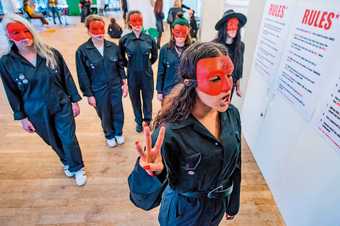 Students from Central Saint Martins present a live art work titled Come Together at Tate Exchange, 2019