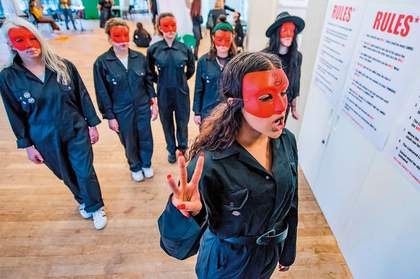 Students from Central Saint Martins present a live art work titled Come Together at Tate Exchange, 2019