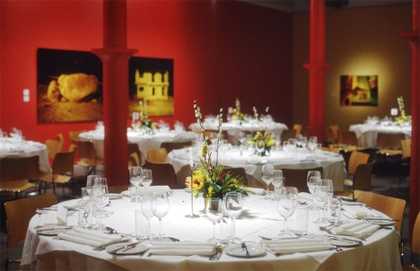 a dinner table is set up
