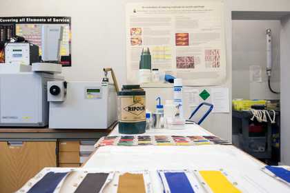 Samples of paint in the Tate science and conservation department