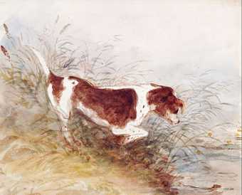 John Constable, A dog watching a rat in the water at Dedham 1831