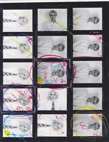 Contact sheet of photographs of Andy Warhol in drag, photographed by Christopher Makos - (c) Christopher Makos