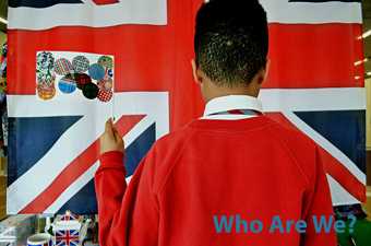 Child taking part in Counterpoints Arts activity The New Union Flag with Gil Mualem Doron