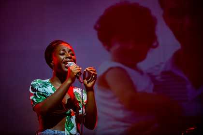A woman singing