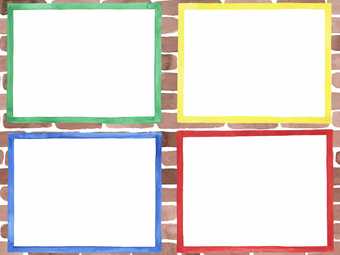 Four different colour window frames