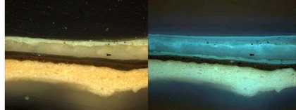 Cross section from Sketch for Hadleigh Castle: sky of left addition, in normal light at left, UV light at right