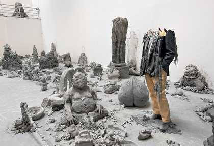 Installation view of Urs Fischer’s clay project Yes! at Geffen Contemporary, Los Angeles, August 2013