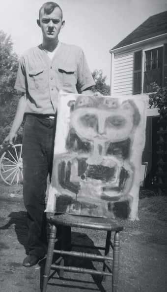 Cy Twombly with unidentified work 1940s