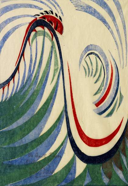 Cyril Power, The Giant Racer, c1930, linocut, 27.6 x 19.2 cm - Photo © Osborne Samuel Ltd, London/Bridgeman Images
