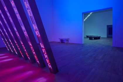 The back of a purple LED artwork