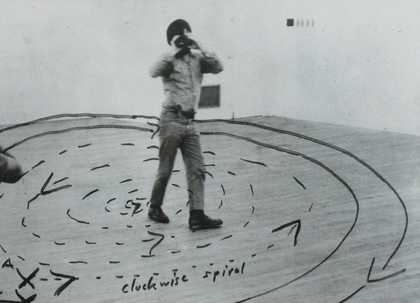 Dan Graham Two Correlated Rotations 1970 Detail of an annotated photograph of a performance