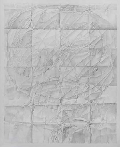 Folded plane no. 2 depicts a piece of paper that has been scored, folded, then crumpled, opened up again and smoothed out.