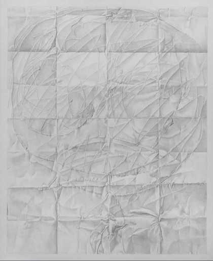 Folded plane no. 2 depicts a piece of paper that has been scored, folded, then crumpled, opened up again and smoothed out.