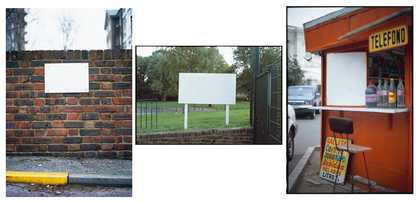 Left to Right Elephant and Castle London 20 02 98 Victoria Park London 23 11 08 Quinta Normal Santiago Chile 31 03 05 photographs of empty white spaces in the city