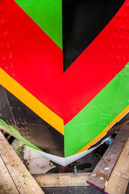 Dazzle Ship by Carlos Cruz-Diez, Tate Liverpool close-up