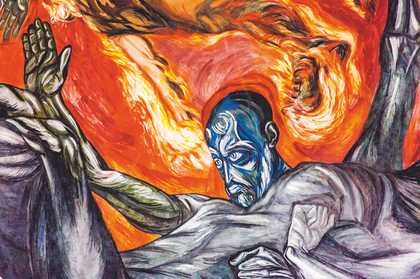 Detail of José Clemente Orozco's allegorical fresco depicting The Man of Fire, 1936–9, from the ceiling of the chapel of Hospicio Cabañas, Guadalajara