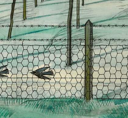 Paul Nash The Orchard 1914 detail Watercolour ink and pencil on paper