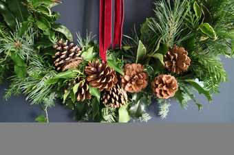 Photograph of a Christmas wreath