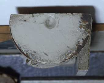 Detail of the top of the wine glass in Still Life showing the recycled turned disc