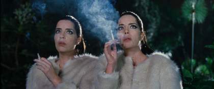 Twin sisters smoking