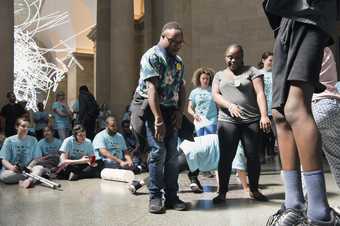 Photograph of a workshop with young people in Tate Britain Duveens