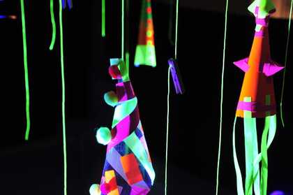 Detail of cones in neon installation