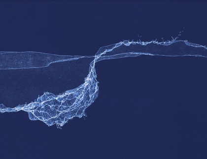 An artwork by Helen Dixon that will be on display at Tate Staff Biennale, with a blue shape moving across a dark blue background.