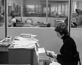 2 Darcy Lange A Documentation of Bradford Working Life, UK (The Fourth Situation: Grattan Ltd, a large mail order warehouse, 5th Study: Punch Card Operator—Janet Thornton) 1974, photographic still. Courtesy Govett-Brewster Art Gallery and Darcy Lange Esta