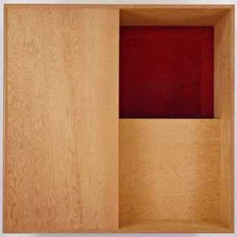 Donald Judd Untitled 1987 Plywood with red Plexiglas