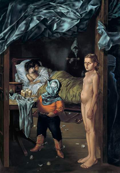 Dorothea Tanning, The Guest Room, 1950–2, oil paint on canvas, 152 x 106 cm