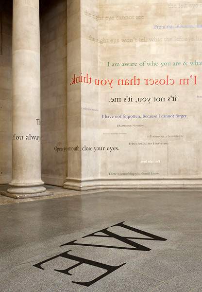 Douglas Gordon Installation shot from Pretty much every word written spoken heard overheard from 1989 2010