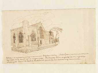 Drawing by Van Gogh of Austin Friars, a Dutch church in the City of London, possibly enclosed in a letter to his sister Anna, July 1873 – May 1874