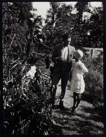 Photograph of Duncan Grant and Angelica Bell in the garden of Charleston farmhouse in Sussex, Tate Archive