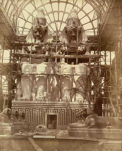 Philip Henry Delamotte The Colossi Of Aboo Simbel in Process of Painting 1855