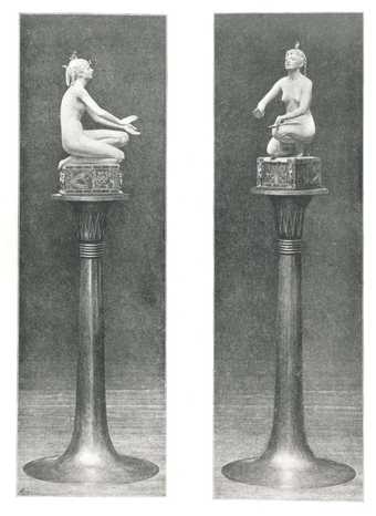 Period photographs showing original pedestal for Applause 1893