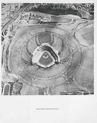 Ed Ruscha Thirtyfour Parking Lots in Los Angeles1967 aerial view of a stadium and all the surrounding car parks