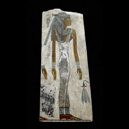 Painted limestone relief showing a relative of the tomb-owner Djehutyhotep, wearing knotted diadem, 12th dynasty, c.1850 BC