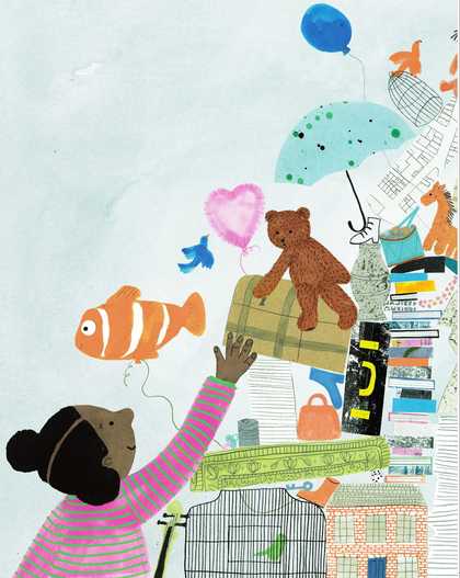 Picture of a girl reaching for teddy bear