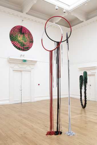 Eva Rothschild at South London Gallery 2007 hanging sculptures Rising Sun, Higher Love, Cactus