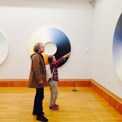 11-year-old Evelyn on a visit to Tate Britain looking at Olafur Eliasson: Turner colour experiments