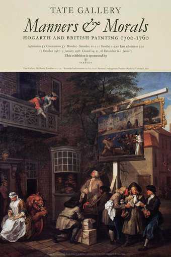 Exhibition poster featuring Hogarth painting