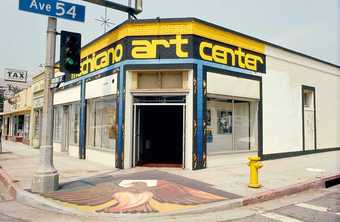 Facade for the Mechicano Art Center in Highland Park, Los Angeles, photographed by Oscar Castillo