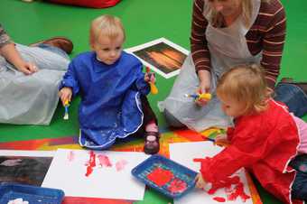 Children taking part in a Hands in Art event at Tate St Ives