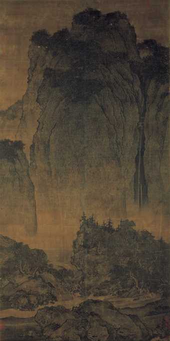 Fan Kuan, Travellers among Mountains and Streams, c1000, ink on silk hanging scroll, 206.3 x 103.3 cm - The Collection of National Palace Museum, Taipei