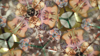 a kaleidoscopic image of half a man's face