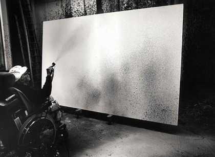 Hartung with a sprayer 1989