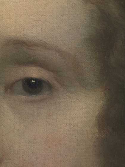 Fig.10 Detail of the overpainted ‘beauty patch’ on the sitter’s temple, before restoration
